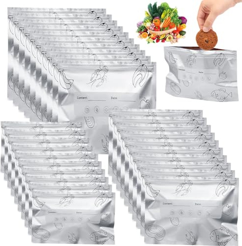 30 Sacchetti Freezer Con Zip In 3 Misure, Sacchetti In Alluminio Richiudibili E Riutilizzabili, Per Carne, Frutti Di Mare, Verdure, Frutta, Ideale Per Frigorifero E Freezer