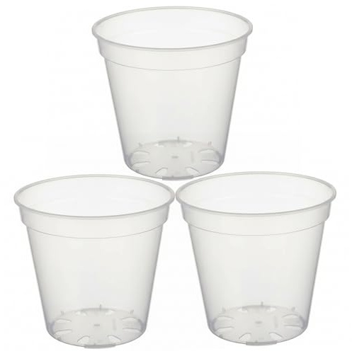BeVistoso Macetas Transparentes para Plantas, macetas Transparentes con Drenaje, Planta de plástico Transparente Resistente de 10 Pulgadas para orquídeas, suculentas y más, Paquete de 3