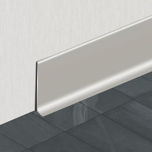Garniture de plinthe en aluminium 10 cm 1 m Moulure de base métallique pour murs à couverture de base Argentée, lot de 10 Idéal pour la mise à niveau de la décoration intérieure et la conception
