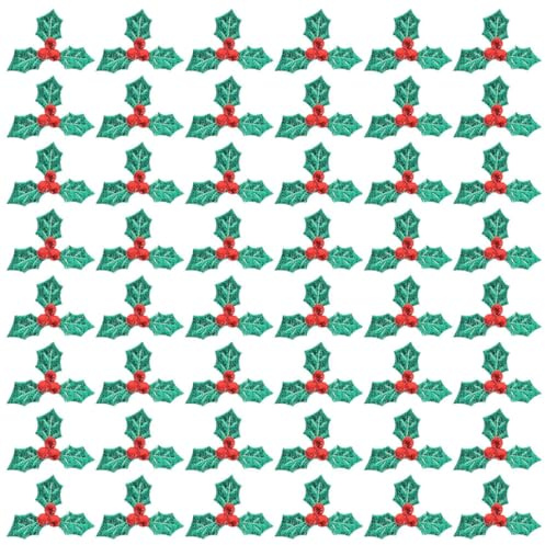 POPETPOP 200 Adornos de Hojas de Acebo y Bayas Rojas para Árbol de Navidad, Tela de Colores Variados, Decoración Creativa para Fiestas Navideñas