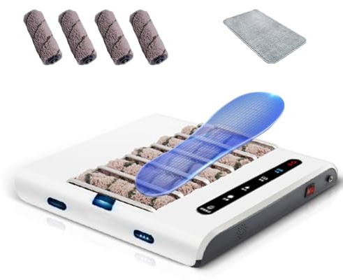 Automatic Shoe Cleaner Machine with 5 Brushes and Ground Mat, Rechargeable Polisher with Powerful Suction, Waterless Induction Cleaning