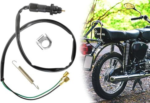 Original Bremslichtschalter 12V + Haltebügel + Zugfeder großer Typ für Simson S51 S70 S53 S83 ab Bj.1990 mit passenden Aufnahme Motorlager