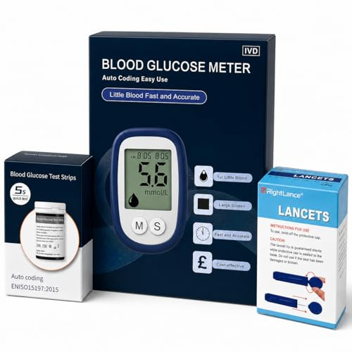JD Brands Blood Glucose Monitor Kit | Digital Blood Sugar Testing Kit with Meter, Test Strips & 28G Lancets | Auto Coding Glucose Checker for Home Use