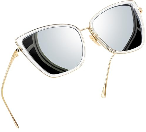 Joopin Übergroße Sonnenbrille Damen Katzenauge Große Cat-eye-Brille UV400 | Oversize XXL, Unpolarisierte, Nicht für kleine Gesichter geeignet, Metallrahmen, Cosplay, Party, Fahren, Einkaufen, Reisen