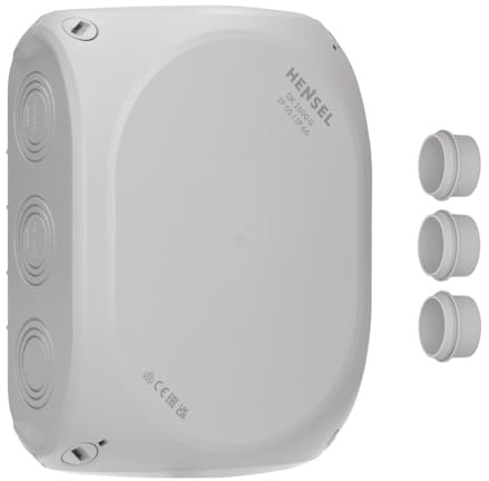 Hensel DK 1600 G Kabelabzweigkasten/Abzweigdose IP55/IP66 ohne Klemme | Feuchtraumdose, bis 16 qmm 3-phasig oder 25 qmm 1-phasig, Leergehäuse mit Dichtmembranen, für außen, grau