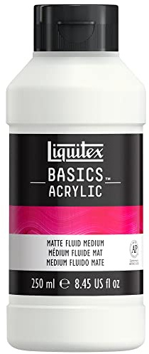 Liquitex 1041005 Basics Acrylfarbe Flüssiges Mattes Medium für Acrylfarben, verleiht Farben eine matte Oberfläche und reduziert den Glanz, macht Acrylfarbe transparenter, flüssig - 250ml Flasche