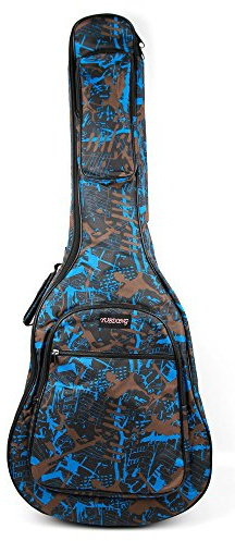 Bray Full Size Lightning Blue Camouflage Guitar Cover Case Padded Gigbag For Any Acoustic, Electric, Bass And Classical Guitar With Carry Handle & Shoulder Straps (Max. 41)