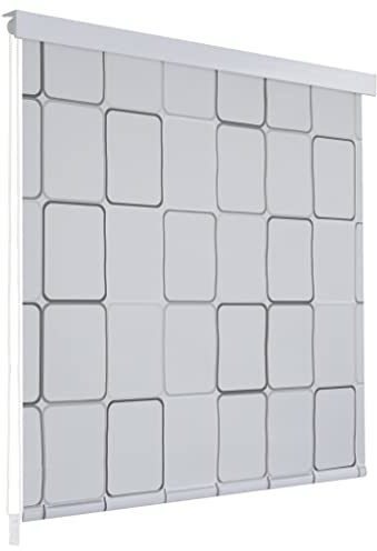 vidaXL Duschrollo 120x240cm Quadratmuster Duschvorhang Badewannenvorhang Rollo