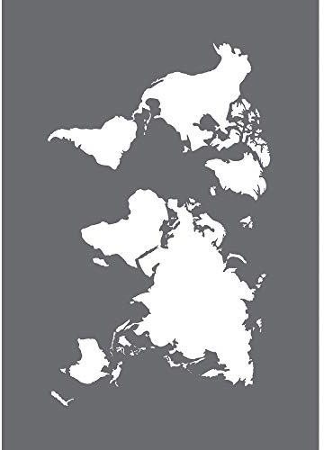 Rayher 45100000 Schablone World Map, Format DIN A5, mit Rakel, Siebdruck-Schablone, Malschablone, selbstklebend, Grau
