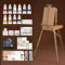 MEEDEN 40 piezas Kit de pintura de artista de con caballete de estilo francés, juego de pintura acrílica, pinceles, panel de lona, lienzo estirado, para artistas, principiantes y adultos