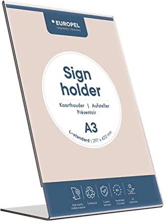 OPUS 2 350127 - Soporte de sobremesa, inclinado, acrilico Transparente, para A3 vertical