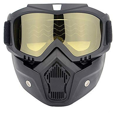 EnzoDate Moto Dirt Bike ATV Lunettes Masque Détachable Harley Style Protéger Rembourrage Casque Lunettes De Soleil Route Riding UV Lunettes De Moto (Jaune)