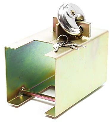 Wiltec Anhängerschloss für Anhängerkupplungen inkl. Vorhängeschloss und 2 Schlüsseln, 190 x 115 x 110 mm, Kastenschloss aus Stahl mit Scharnier