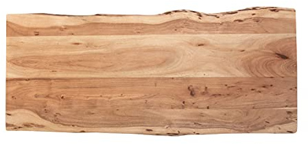 SAM Holzplatte Emilia 140x60 cm Akazie Natur lackiert Baumkante Tischplatte | Baumkanten-Platte, Akazienholz naturfarben massiv, für Heimwerker, Arbeitsplatten, Tische & Fensterbretter