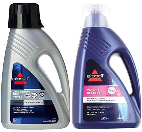 BISSELL Wash & Remove Pro Total Formula | 2212E & Wash & Refresh Febreze Carpet Shampoo | Blossom & Breeze Scent With Febreze | For Use With All Leading Upright Carpet Cleaners | 1078N