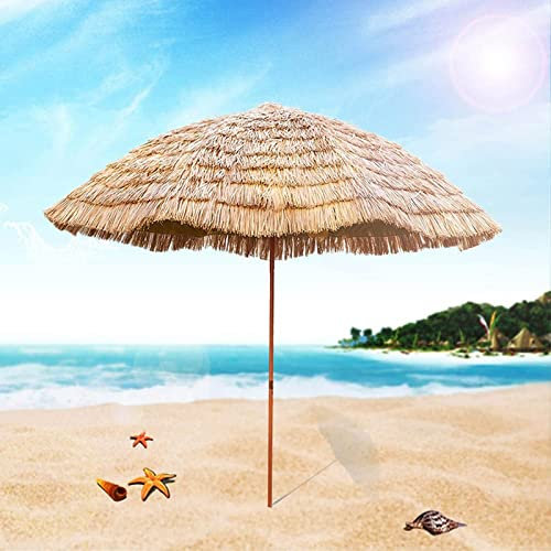 Sombrilla de jardín Sombrilla de Paja Tropical 160cm Sombrilla Redonda Sombrilla Protector Solar A Prueba de Lluvia Playa Camping Jardín al Aire Libre Barbacoa Color Natural