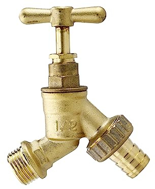 ZCYKJ Rubinetto per rubinetto da giardino per esterni, con attacco a compressione, 1/2'', BSP, tubo in rame da 15 mm (rubinetto singolo per bavaglino)