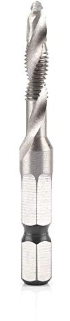 Taraud Hexagonal M5 HSS Foret Taraud 1/4 Tige Hexagonale Foret et Taraud Forets Coniques Pièce D'outil électrique Combinaison Perceuse et Taraud pour Percer, Tarauder, Couper sur Métal Doux, Plaque D
