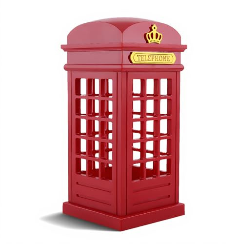 Luz Nocturna para Cabina Telefónica de Londres Retro, Lámpara de Noche LED con Carga USB, Luz de Escritorio con Sensor Táctil, Lámpara de Escritorio LED Amarilla Regulable para