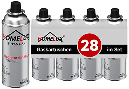 HOMELUX 28 x Gaskartuschen 227g, Camping Butan Gas | Butangas Kartusche Typ MSF-1a, Gasflasche für Gaskocher Campingkocher Bunsenbrenner Lötbrenner