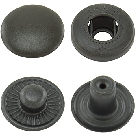 15 mm schwarze Stahl S-Feder Druckknöpfe zum nieten (25 Stück) - Hochwertige Snaps für Bekleidung, Taschen, Leder & DIY Handwerk, Nähzubehör