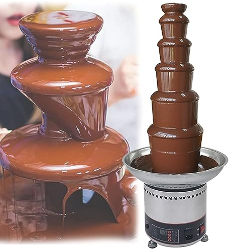 GIZMIT Commercial Chocolate Fountains, 5/6 Tiers Electric Chocolate Fountain Stainless Steel Fondue Waterfall Melting Machine for Sweet Treats, Fruits, Nuts or Party, Wedding, Cooking, Birthday,6Tier