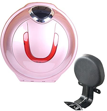 JUNNIU Motorrad-Roller-Topbox mit Kofferraumhalterung und bequemer Rückenlehne, Motorrad-Heckbox, klein, geeignet für Modelle mit Abnehmbarer Rückenlehne/Roségold/s Decoration