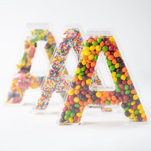 OAEUQ Fillable Alphabet Candy Box Acrylic Alphabet Candy Jar Reusable Party Candy Jar