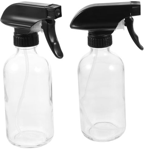 Healeved Lot de 2 Flacons Pulvérisateurs en Verre 250ml, Bouteille à Pression Manuelle, Design Transparent, pour Salon et Jardin