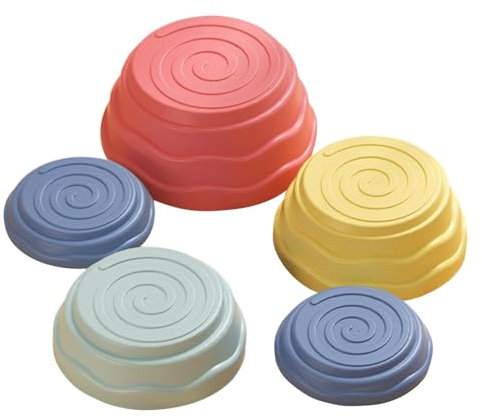 SMoonga 5 Stück Balance-Trittsteine für Kinder, Gleichgewichtstrainingsgeräte, Steine-Schwebebalken-Spiel für Hindernisparcours, sensorisches Spiel, stapelbare, farbenfrohe interaktive, A