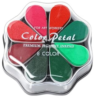 WUMUZAI Stempelkissen in 8 Farben, waschbare Stempelkissen zum Stempeln, Regenbogen-Stempelkissen, Handarbeit, Daumenabdruck-Stempelkissen, farbiges Blütenblatt-Stempelkissen-Set für Gummistempel,