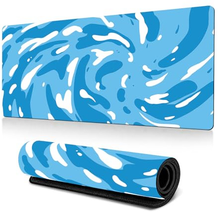 Hixingo XXL/XL/L Mauspad mit Abstraktem Wirbel, Anti-Rutsch Gummiboden, Vernähte Kanten für Büro und Zuhause (1200x600x3mm, Blau)