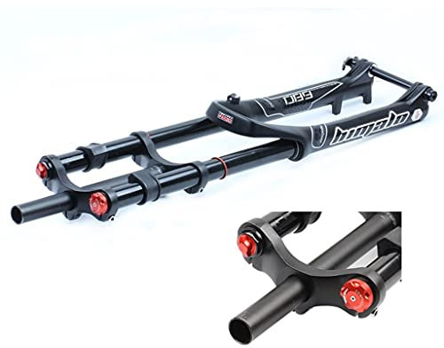 Aluminium-Vorderradgabel mit Federung für Mountainbikes, DH FR AM Doppelbrückengabel, Mountainbike-Downhill-Federdrucksystem, Gabel-Schnellspanner/Steckachse (Farbe: Oil Thru Axle, Größe: 29 Zoll)