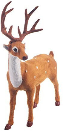 TOPBATHY 30cm Christmas Reindeer Figurine Plush Simulation Deer Desktop Ornaments for Xmas Holiday Kitchen Living Room Table Decoration