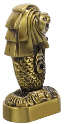 PRETYZOOM Vintage-kunsthandwerk Metalldekoration Schrankstatuendekor Bürostatue Innenornament Retro-Statue Tischstatuendekor Merlion-metallskulptur Merlion-metallstatuenmodell