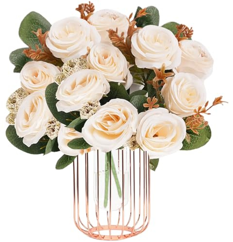 astylishome Kunstblumenstrauß, Brautstrauß, künstliche Blumen für Gräber, Pfingstrosen, realistische Seidenblumen, Kunstblumen, Hochzeitssträuße, Pfingstrosen, Tischdekorationen 1317