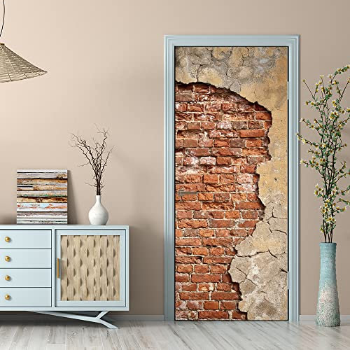 Tür bekleben mit Türtapete Selbstklebend Vintage-Wand Tür verschönern mit Türfolie Türaufkleber Türbilder Türposter Türklebefolie B85 x H205cm