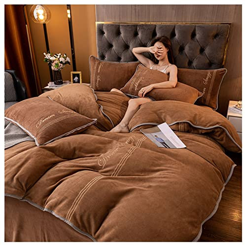Juego de ropa de cama de lujo tamaño Queen King, funda de edredón de terciopelo de doble cara con sábanas y fundas de almohada, fundas de edredón de franela gruesa y suave