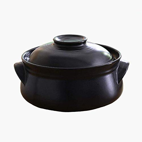 Pentola in Ceramica, casseruola in Terracotta, pentola per stufato, Resistente alle Alte Temperature, Durevole, Anti-scolorimento, Antiaderente, Facile da Pulire - Nero_capacità 1,6 l