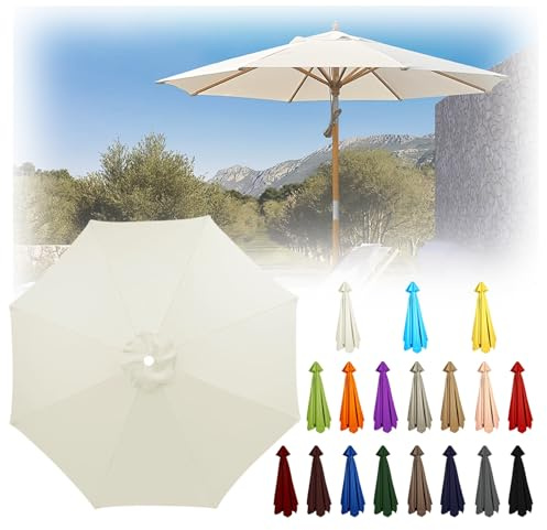 Large Garden Umbrella Replacement Fabric, 6.5ft/2.0m to 11.5ft/3.50m, Fade-Resistant Replacement Umbrella Top, 6/8 Rib Patio Canopy Top, Outdoor Market Table Parasol Cover, 18 Colors(Dark top,9FT/2.70