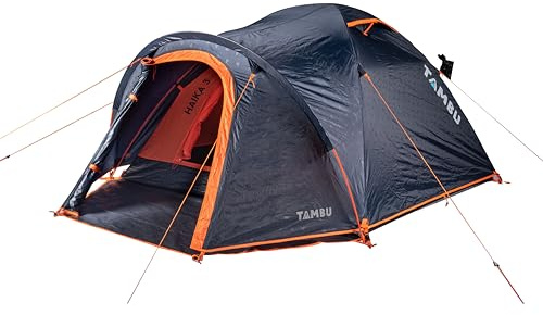 TAMBU HAIKA Kuppelzelt 3 Personen | Leicht, Nachhaltig, Mit Apside & Bodenplane, Wasserdicht, Für Trekking, Festivals & Outdoor