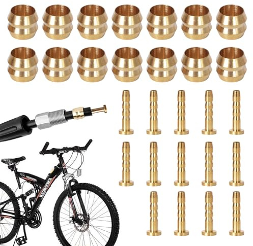 15Pcs Set Olive and Barb Insert,Hydraulic Disc Brake Hose,Brass Connecting Insert,Bike Brake Olive and Connector Insert Compatible with Brake Hose,for Shimanos Bicycle Replacement Part(BH59)