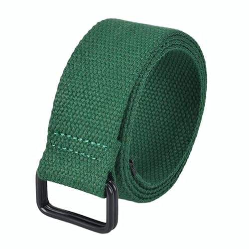 Globellapro 1 x 3 x 130 cm Segeltuch-Gurtband, Canvas-Gürtel mit quadratischem Doppelring für Männer und Frauen, grün, 3cmx130cm