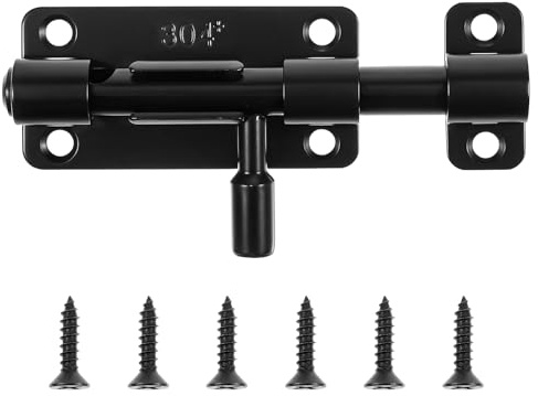 304 Stainless Steel Gate Bolt, 3.78In Black Bolt Wooden Gates, Bolt Lock with Padlock Hole, Safety Barrel Door Bolt Latch, Suitable for Wooden Doors, Gardens, Bedrooms