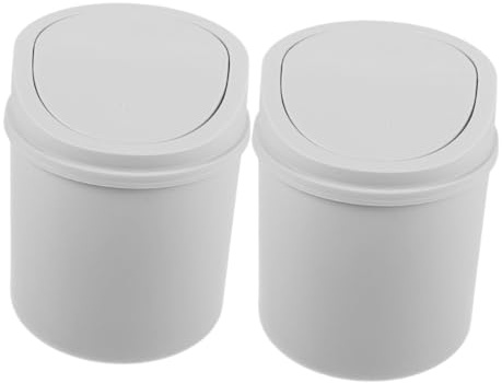UKCOCO Mini Poubelle De Bureau à Couvercle Basculant, Lot De 2, Plastique Gris, Légère Et Compacte, Pour Bureau Et Chambre, Poubelle De Table Multifonction Couvercle Amovible