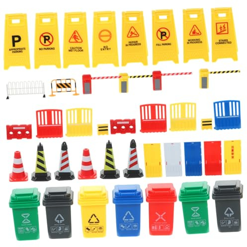 FUNNETOYU de Panneau de Signalisation Routière Facile à Transporter Ranger Jouet Miniature en Plastique Léger pour la Circulation aux Garçon et Filles