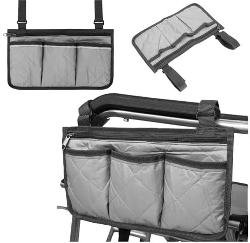 bolsa de almacenamiento para silla de ruedas,Bolsa de Silla de Ruedas,Bolsa para silla de ruedas,Bolsa Lateral para Silla de Ruedas,Para sillas de ruedas, patinetes eléctricos, andadores, etc. (gris)