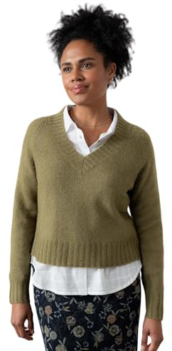 Lily & Me Woodchester V-Neck Boxy Knit Jumper - Moss - Size 10