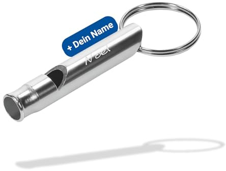 Silbato personalizado 'Echo' de aluminio, robusto silbato con llavero, idea de regalo para Navidad, eficaz silbato de mano para exteriores, deportes y entrenamiento de perros, color: plateado