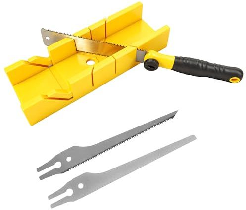 Professional 4-in-1 Miter Box and Saw Set with Japanese Pull Saws Clamping Mitre Box Ergonomic Handle Multiple Angle Cuts 45° 90° 135° for Woodworking, Metal and Drywall DIY Projects